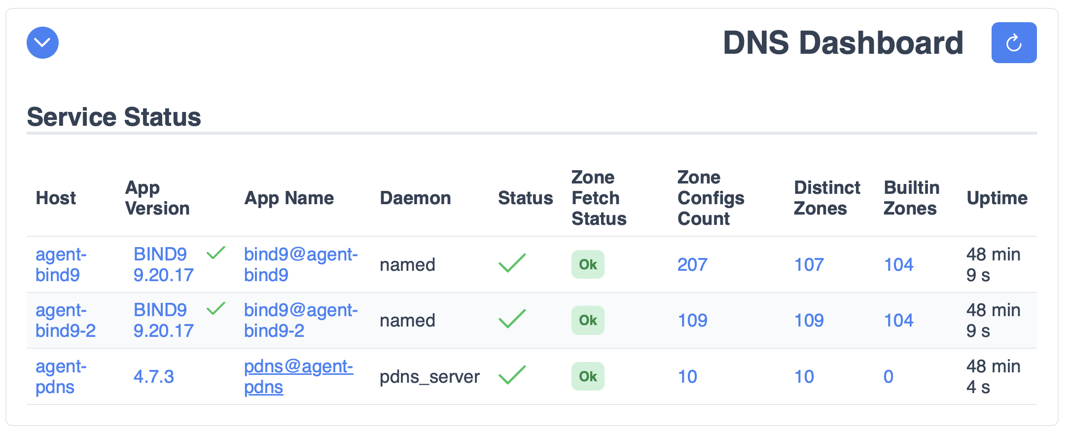 Stork DNS dashboard